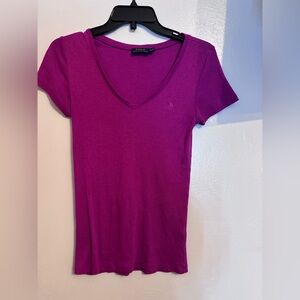 Polo by Ralph Lauren Women's Magenta V-Neck Tee